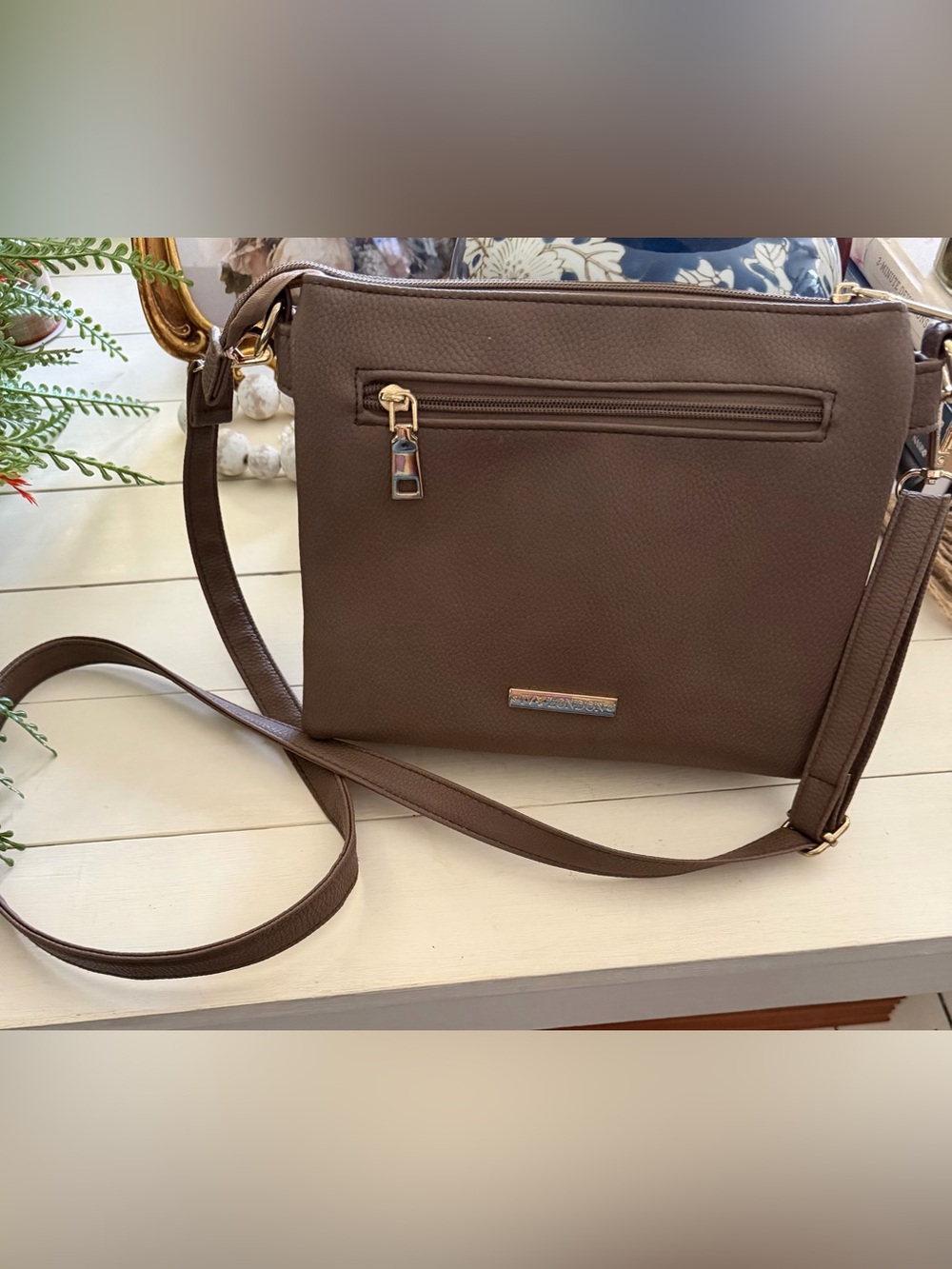 Elegant Dark Brown Crossbody Bag with Tassel - Picture 2 of 9